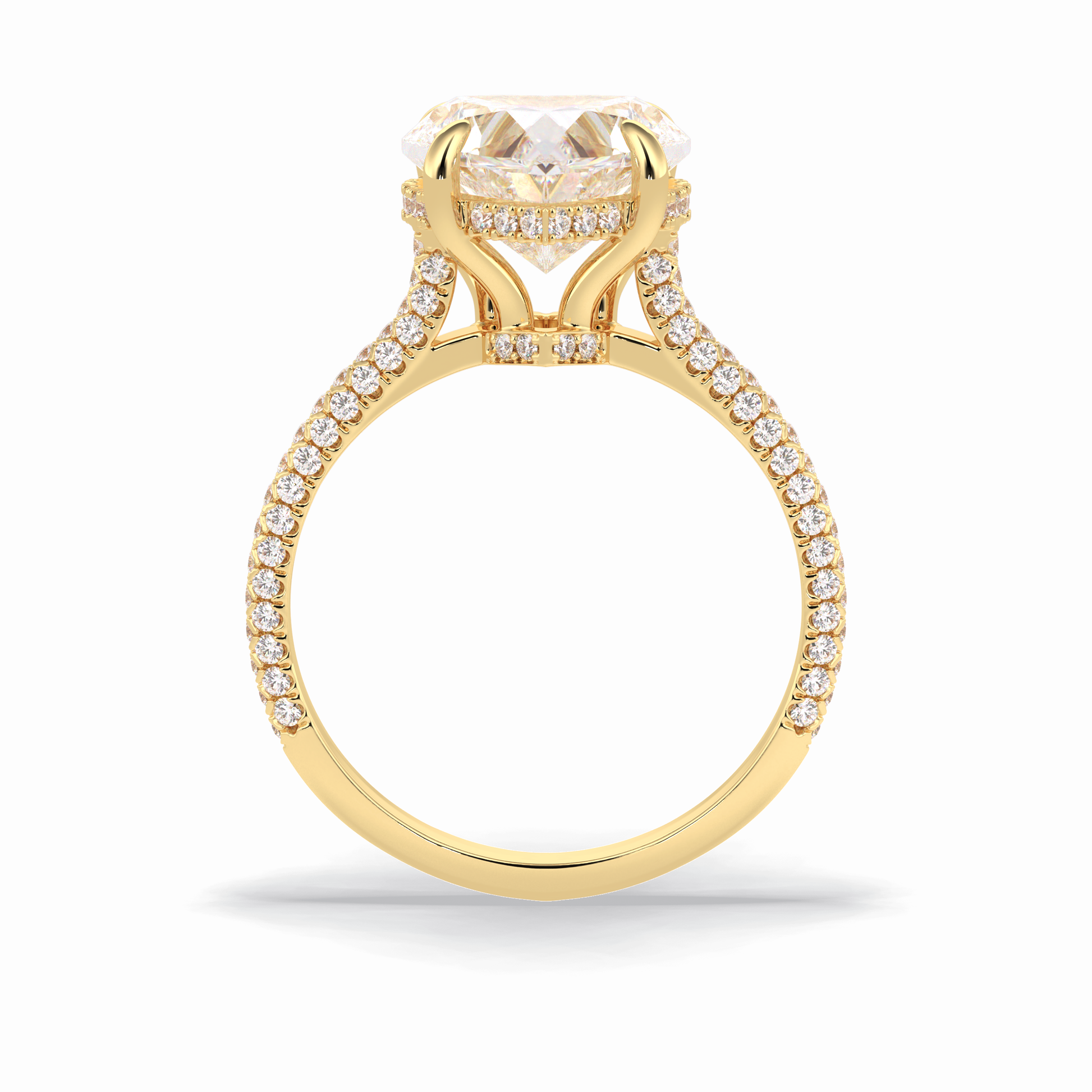 3.0 CT Heart Cut Hidden Halo & Pave Style Moissanite Engagement Rings