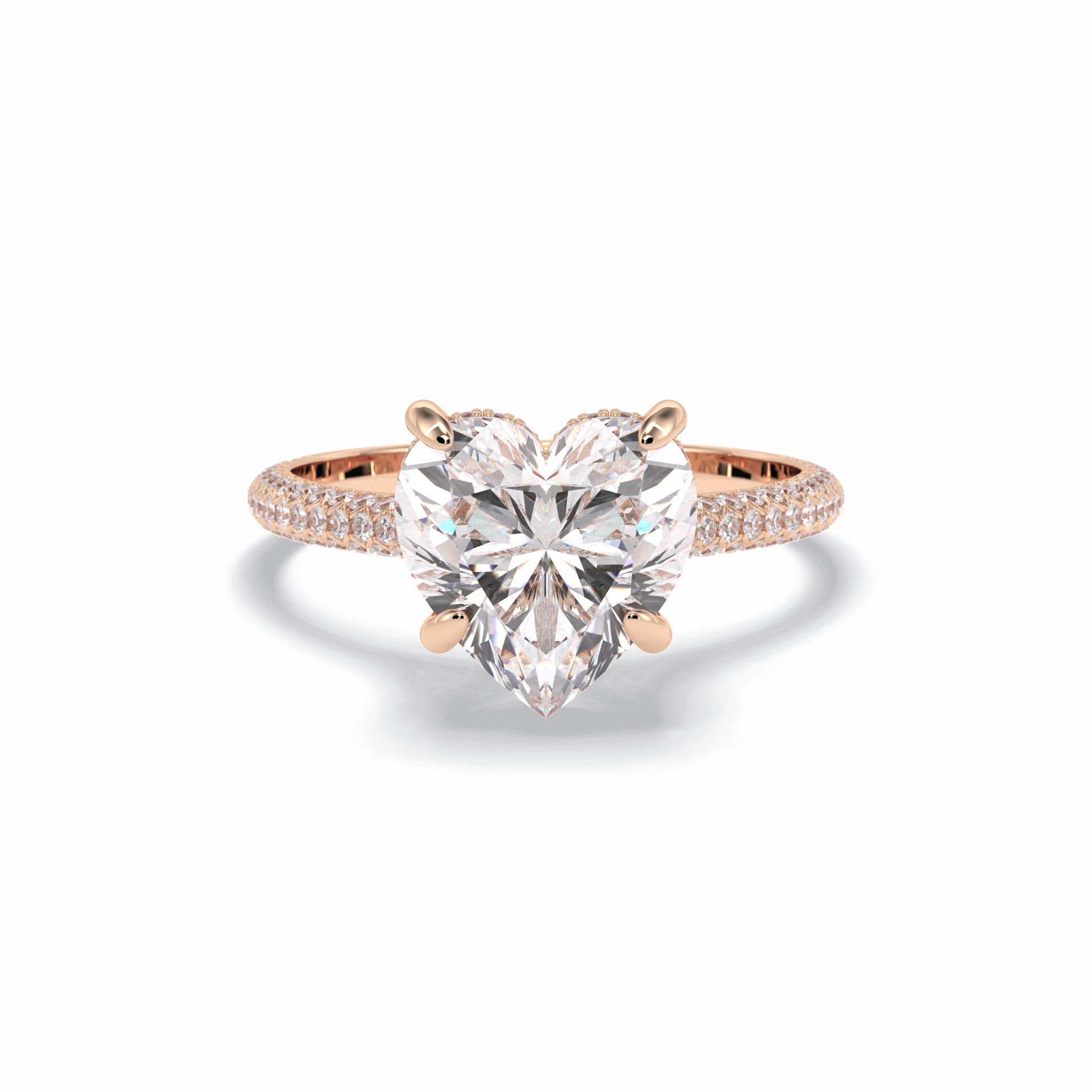 3.0 CT Heart Cut Hidden Halo & Pave Style Moissanite Engagement Rings