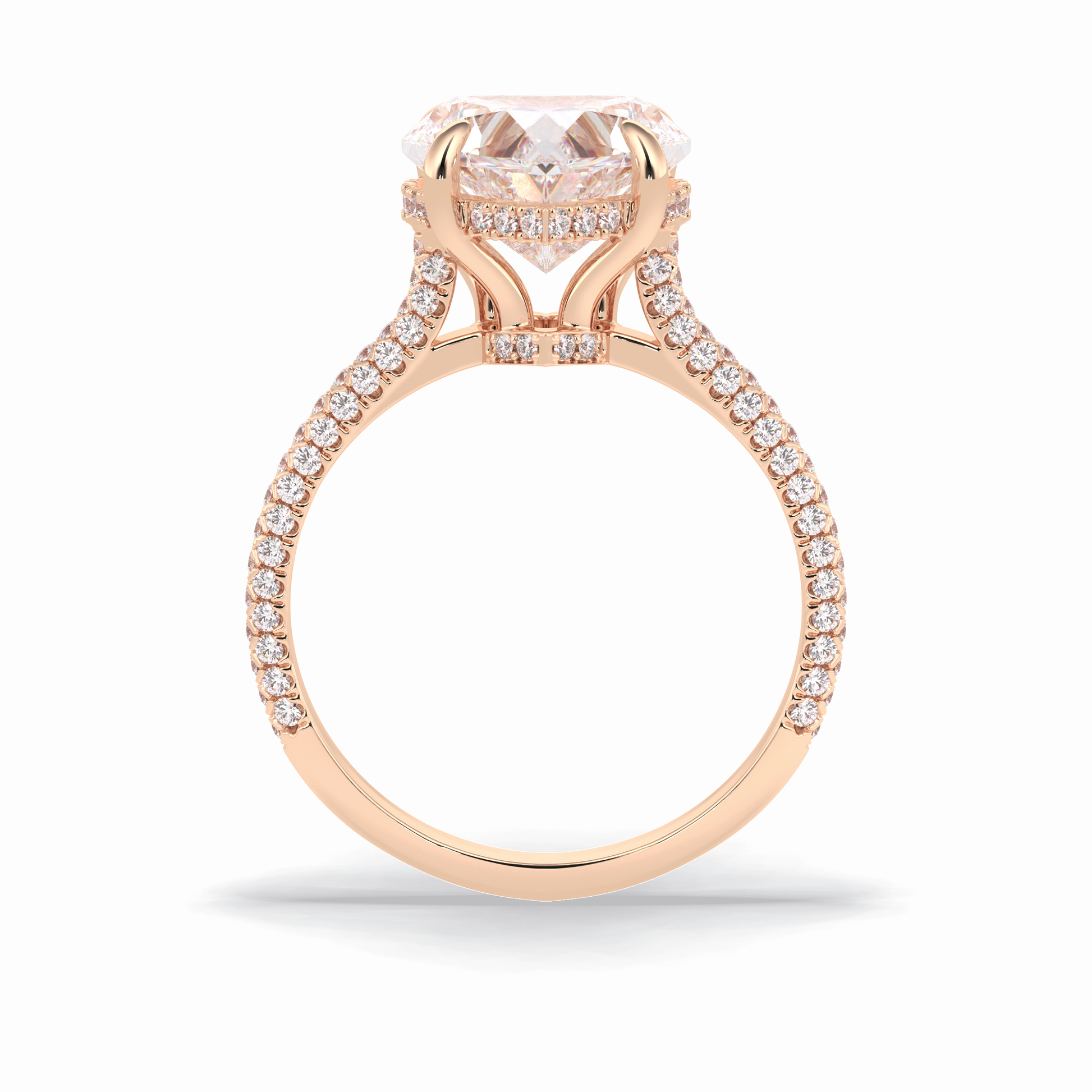 3.0 CT Heart Cut Hidden Halo & Pave Style Moissanite Engagement Rings