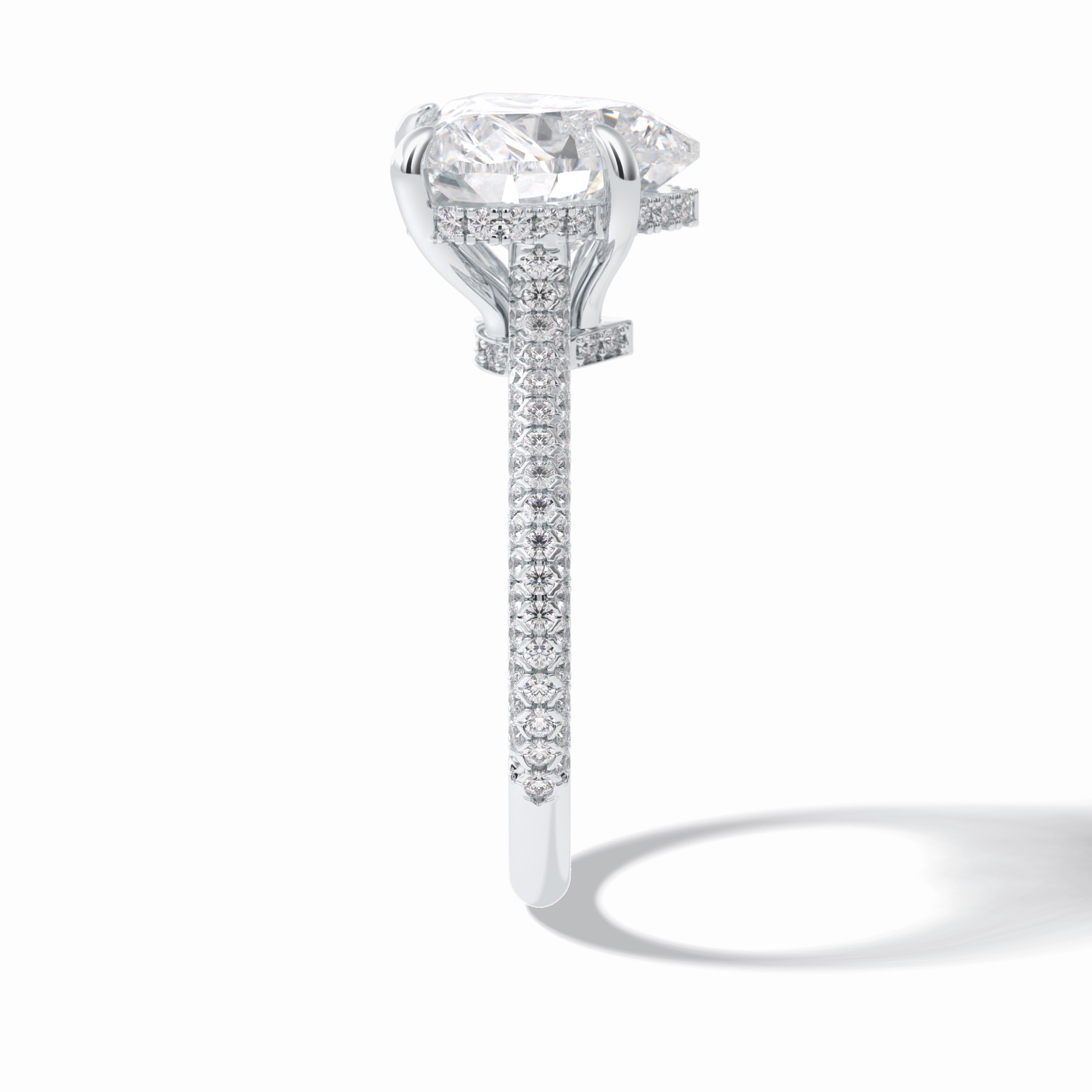 3.0 CT Heart Cut Hidden Halo & Pave Style Moissanite Engagement Rings