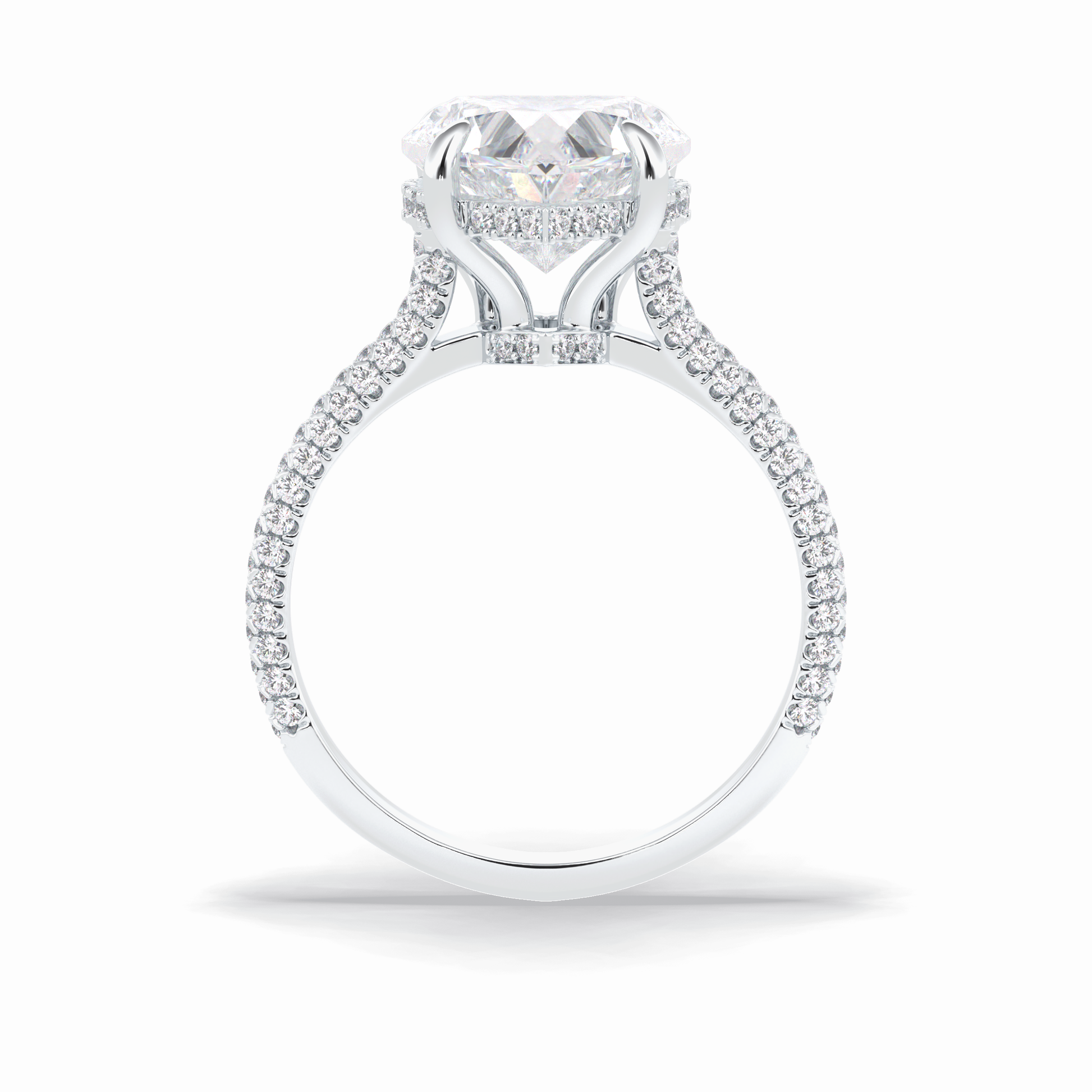 3.0 CT Heart Cut Hidden Halo & Pave Style Moissanite Engagement Rings