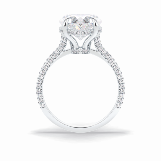 3.0 CT Heart Cut Hidden Halo & Pave Style Moissanite Engagement Rings