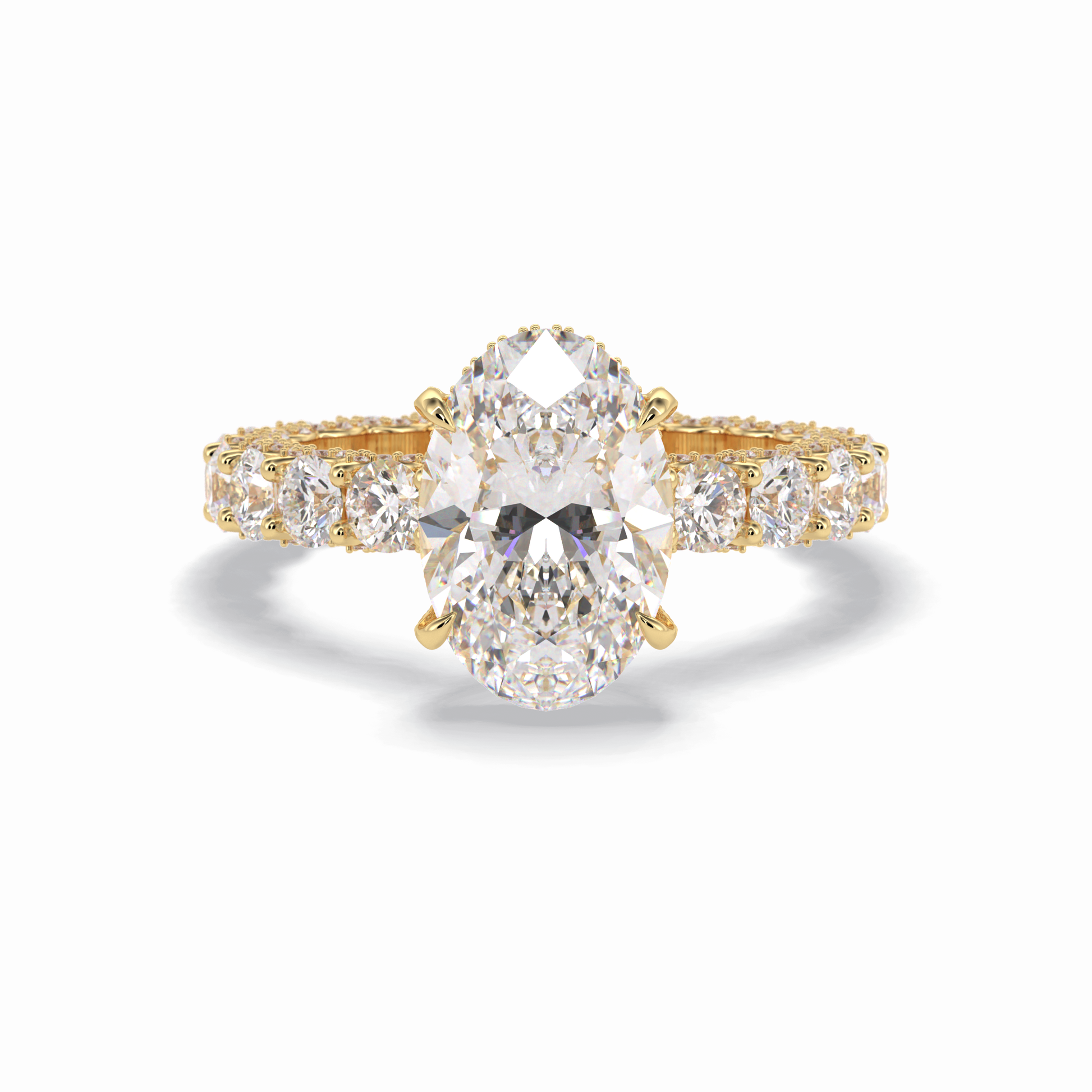 3.09 CT Oval Cut Hidden Halo & Pave Style Moissanite Engagement Rings