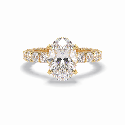 3.09 CT Oval Cut Hidden Halo & Pave Style Moissanite Engagement Rings