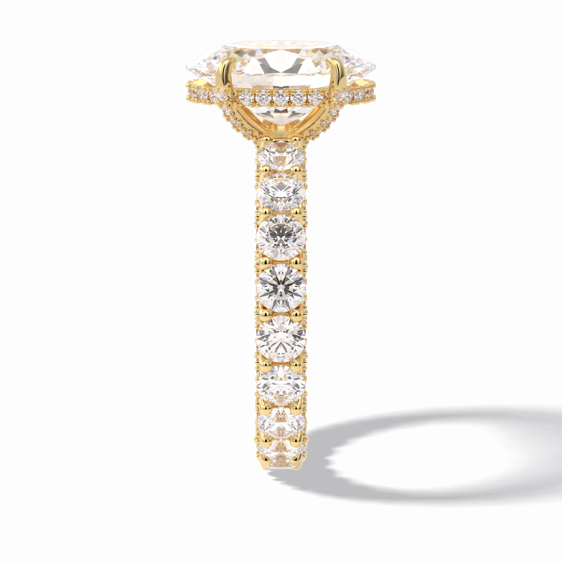 3.09 CT Oval Cut Hidden Halo & Pave Style Moissanite Engagement Rings