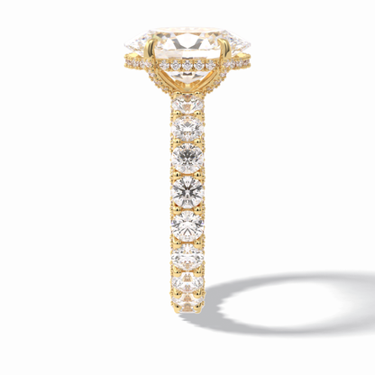 3.09 CT Oval Cut Hidden Halo & Pave Style Moissanite Engagement Rings