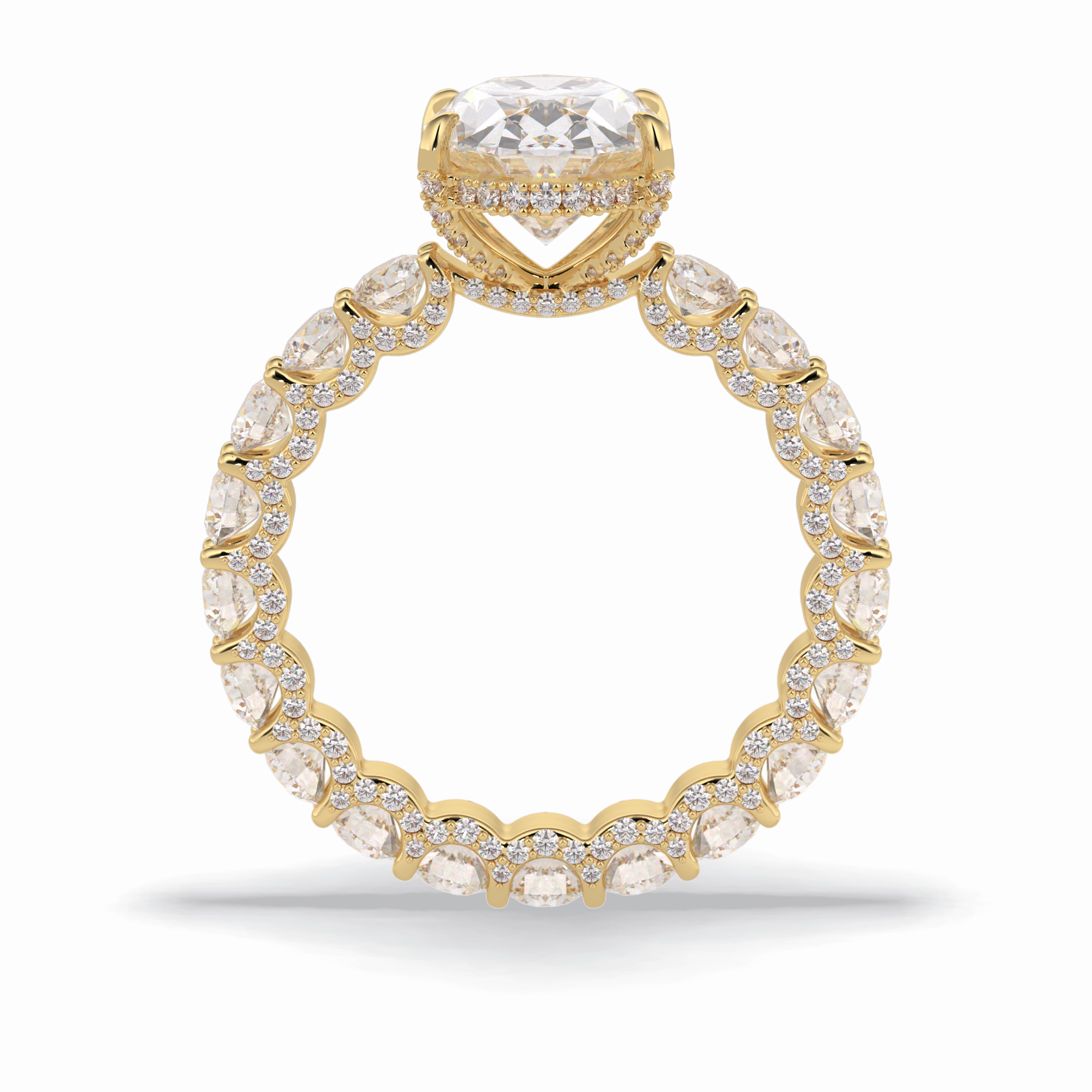 3.09 CT Oval Cut Hidden Halo & Pave Style Moissanite Engagement Rings
