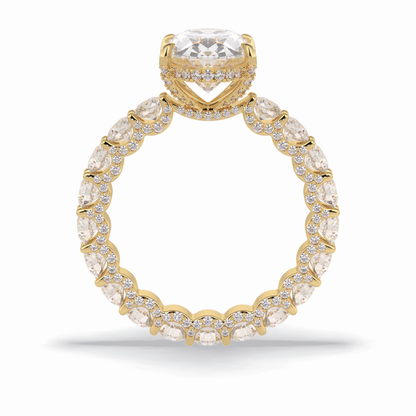 3.09 CT Oval Cut Hidden Halo & Pave Style Moissanite Engagement Rings