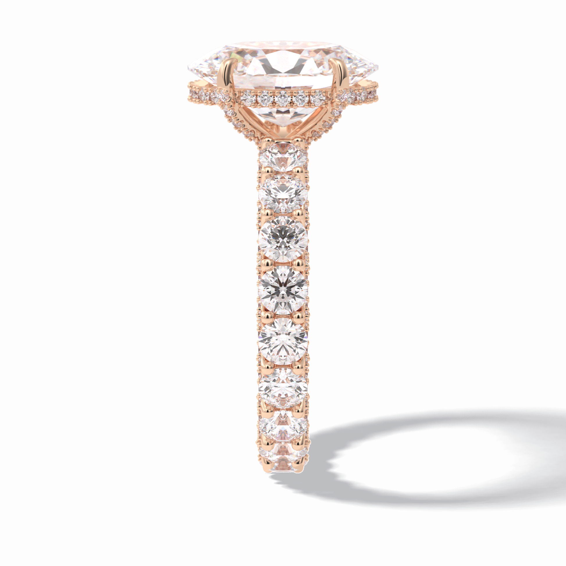 3.09 CT Oval Cut Hidden Halo & Pave Style Moissanite Engagement Rings
