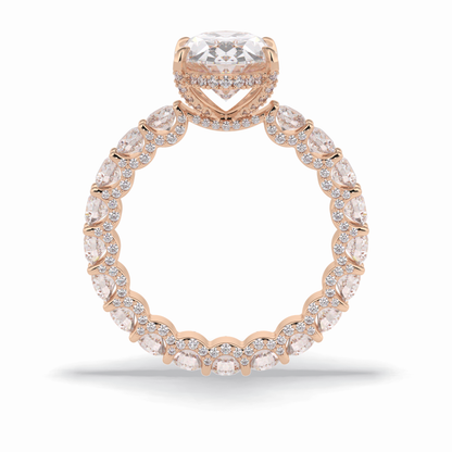 3.09 CT Oval Cut Hidden Halo & Pave Style Moissanite Engagement Rings