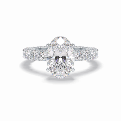3.09 CT Oval Cut Hidden Halo & Pave Style Moissanite Engagement Rings