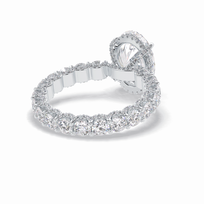 3.09 CT Oval Cut Hidden Halo & Pave Style Moissanite Engagement Rings