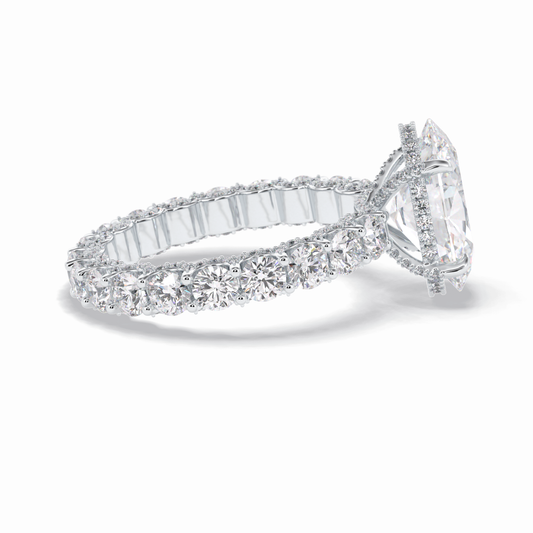 3.09 CT Oval Cut Hidden Halo & Pave Style Moissanite Engagement Rings