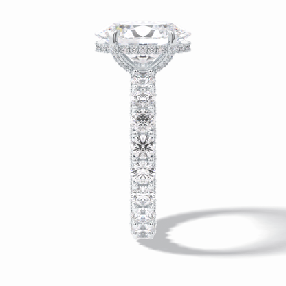 3.09 CT Oval Cut Hidden Halo & Pave Style Moissanite Engagement Rings