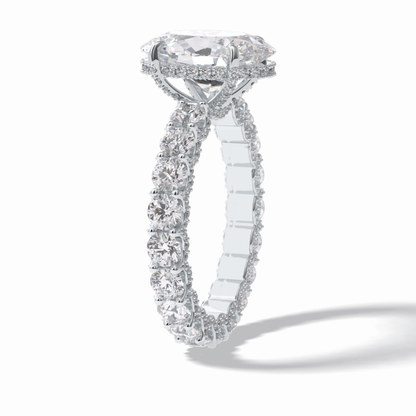 3.09 CT Oval Cut Hidden Halo & Pave Style Moissanite Engagement Rings