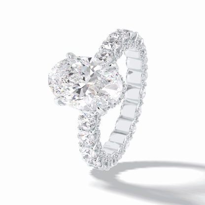 3.09 CT Oval Cut Hidden Halo & Pave Style Moissanite Engagement Rings
