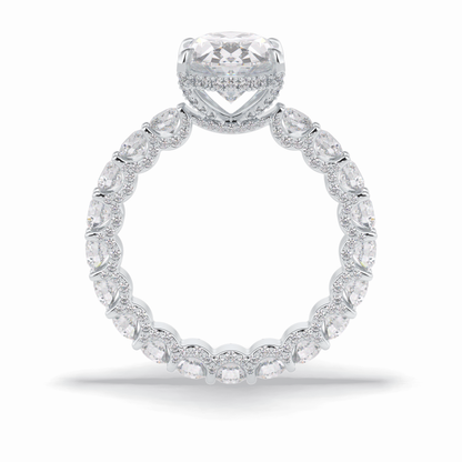 3.09 CT Oval Cut Hidden Halo & Pave Style Moissanite Engagement Rings
