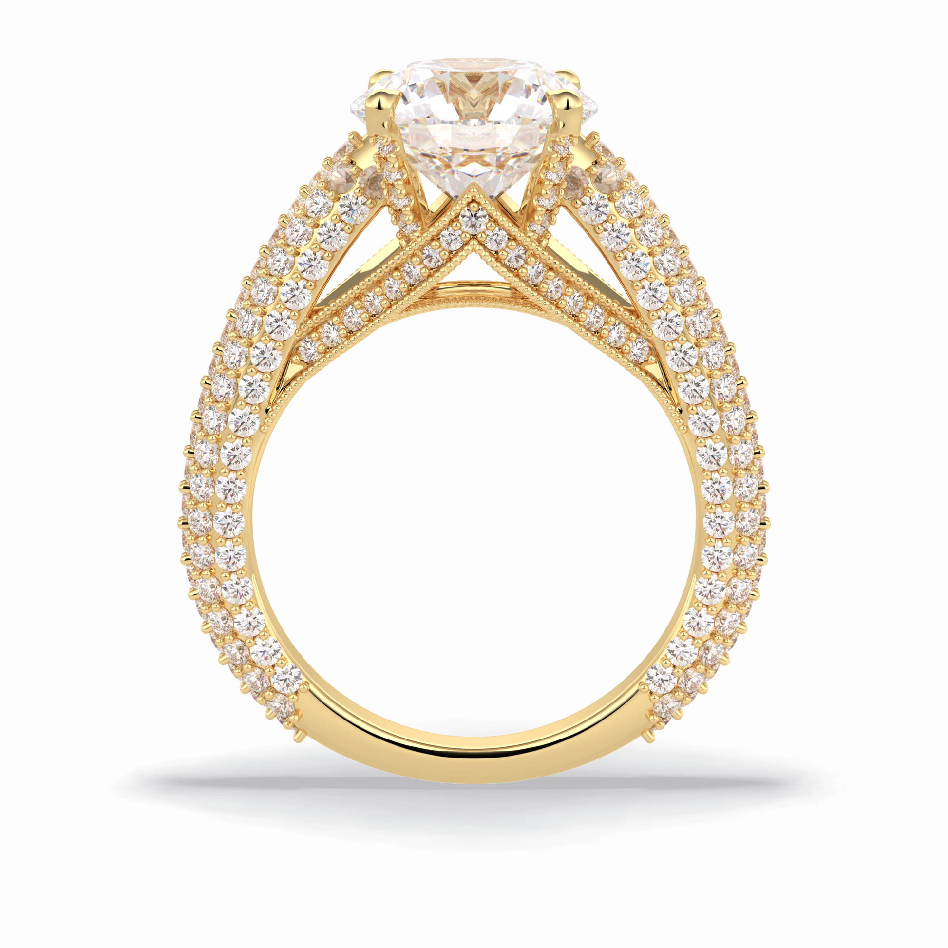 3.0 CT Round Cut Pave Style Moissanite Engagement Rings