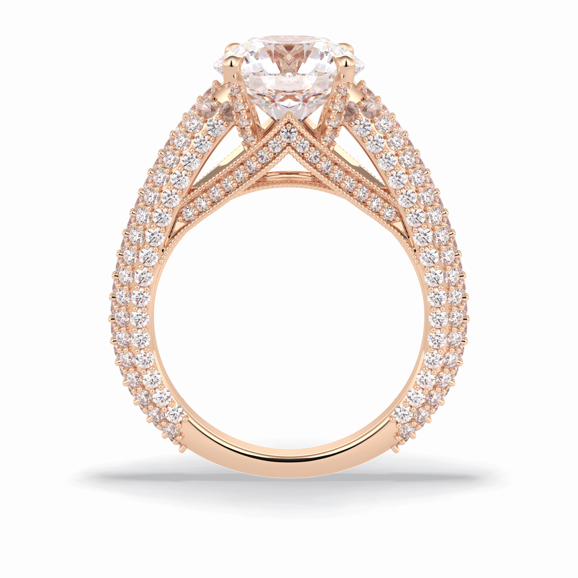 3.0 CT Round Cut Pave Style Moissanite Engagement Rings