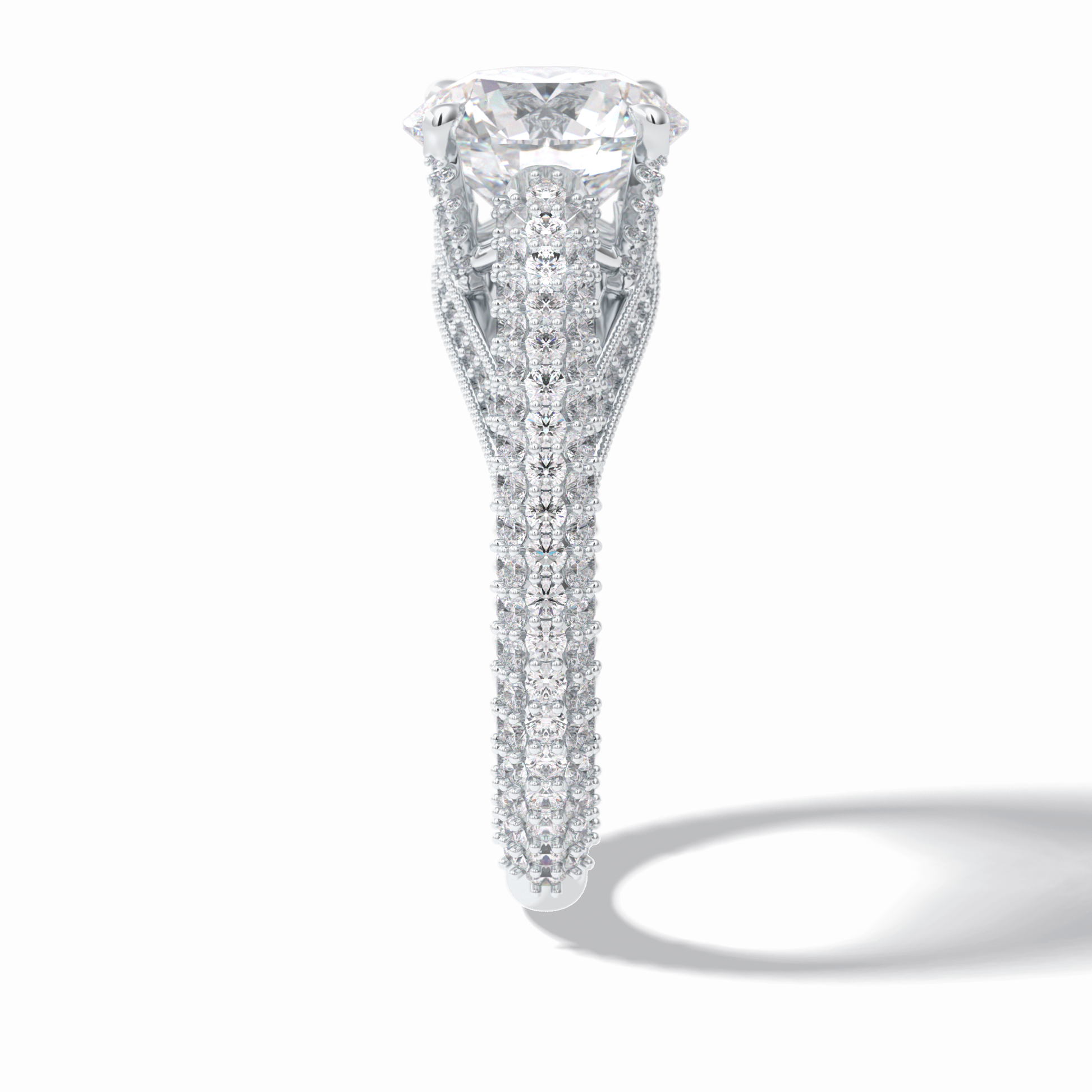 3.0 CT Round Cut Pave Style Moissanite Engagement Rings