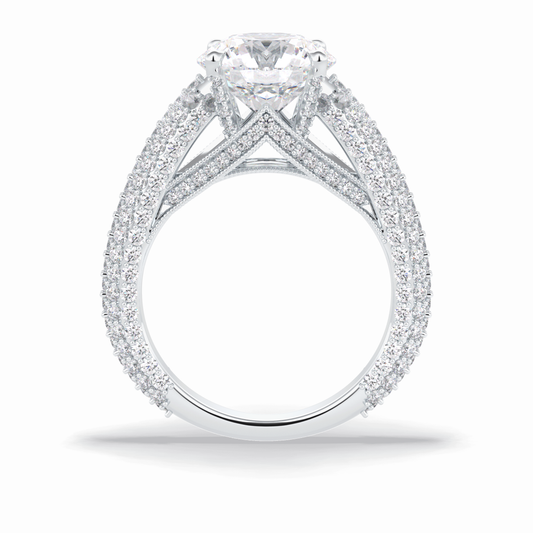 3.0 CT Round Cut Pave Style Moissanite Engagement Rings
