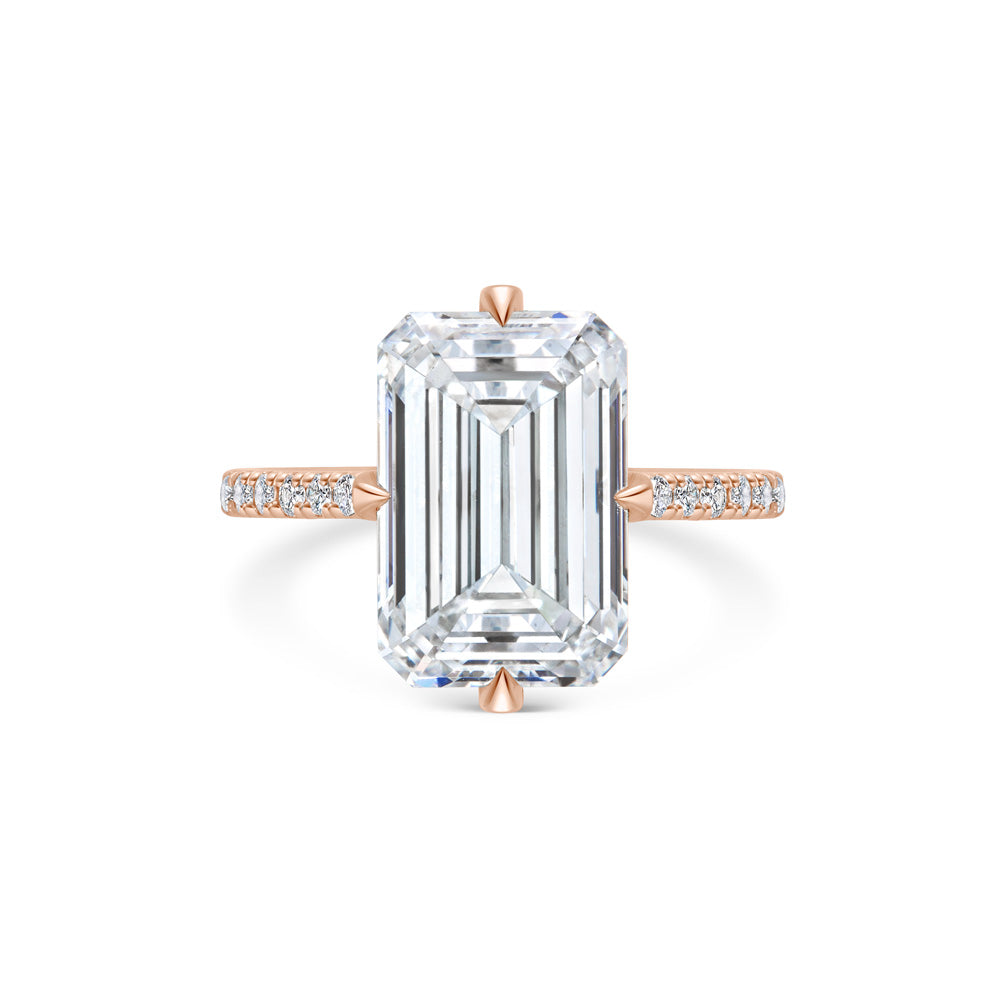 Emerald Cut Pave Lab Grown Diamond Engagement Ring