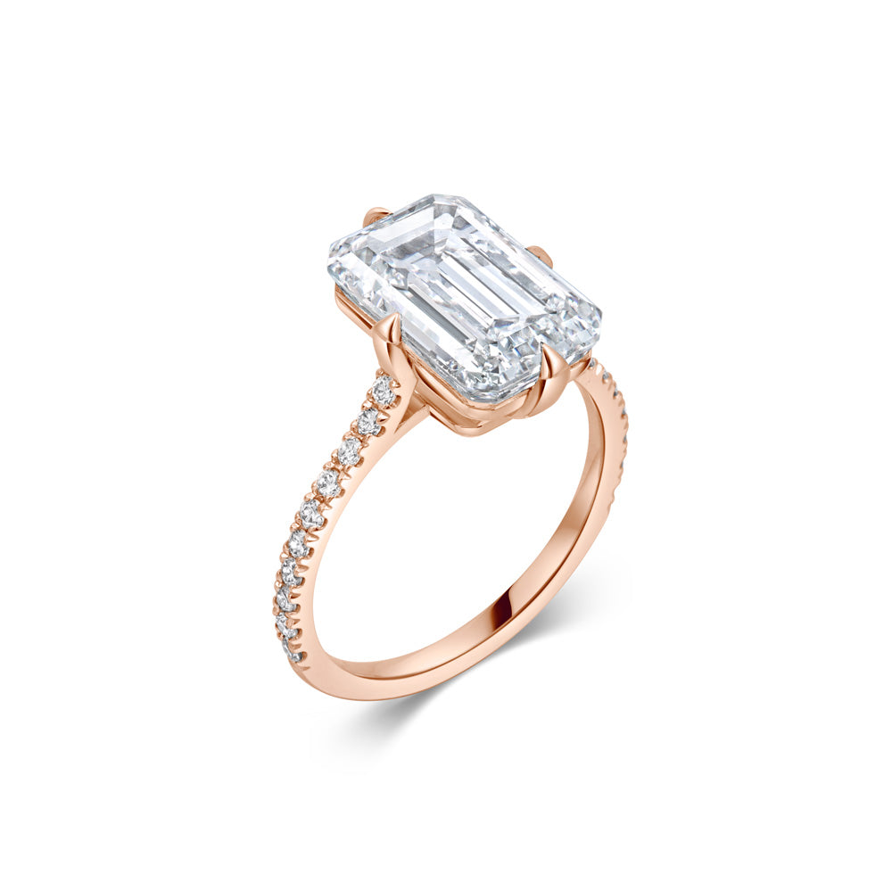 Emerald Cut Pave Lab Grown Diamond Engagement Ring
