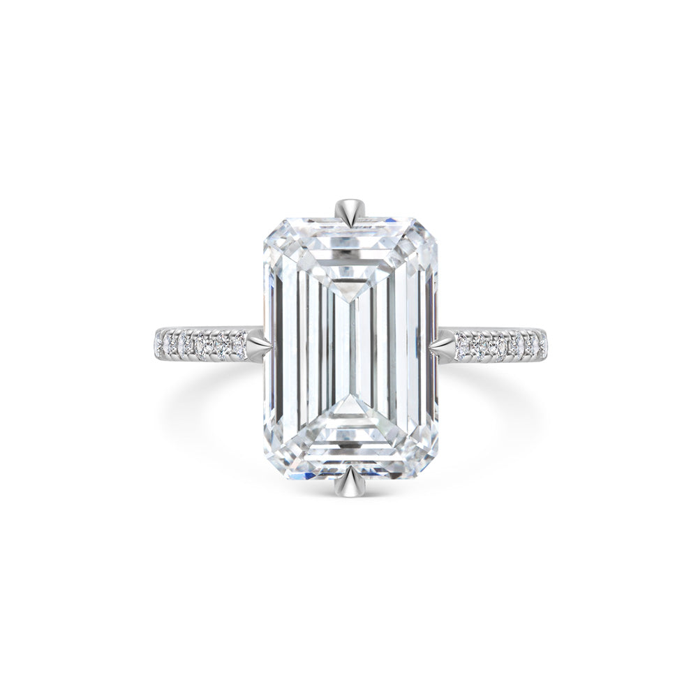 Emerald Cut Pave Lab Grown Diamond Engagement Ring