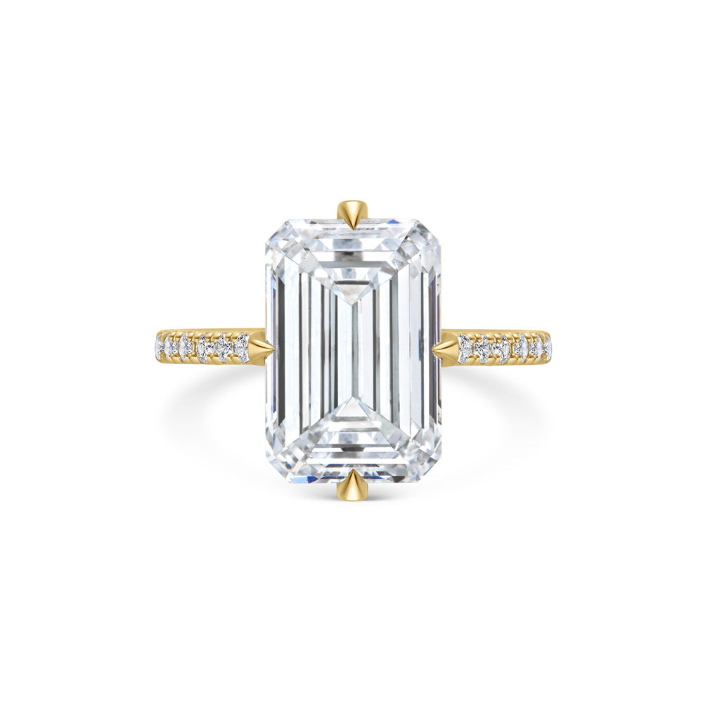 Emerald Cut Pave Lab Grown Diamond Engagement Ring
