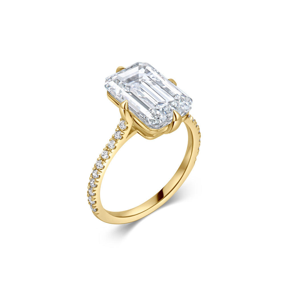Emerald Cut Pave Lab Grown Diamond Engagement Ring