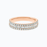 0.90 CT Round & Baguette Three Row CVD EF/VS1 Diamond Wedding Band 3