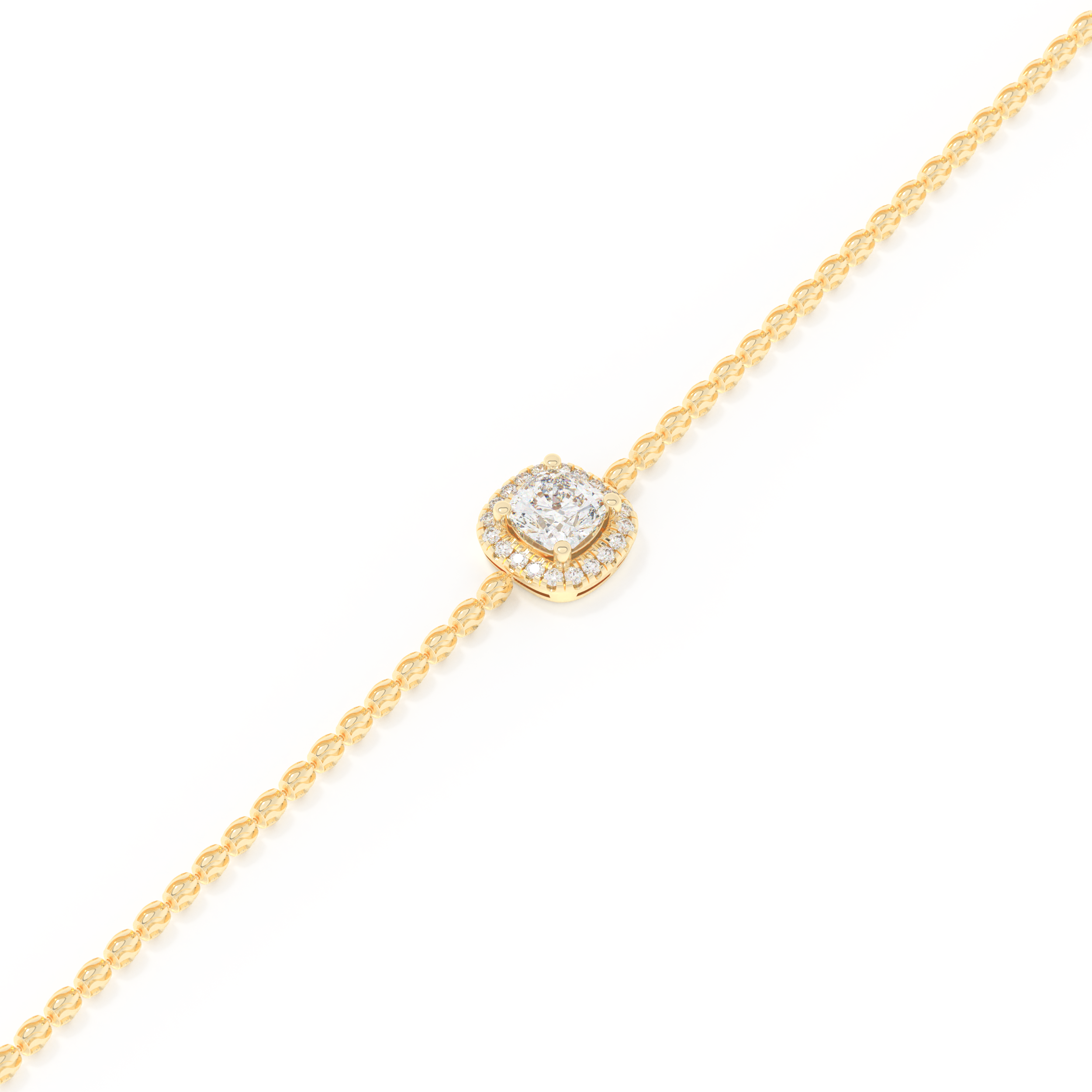 Cushion and Round Halo Moissanite Bracelet – Crafted in 14K/18K Gold with DEF VVS Sparkle 6