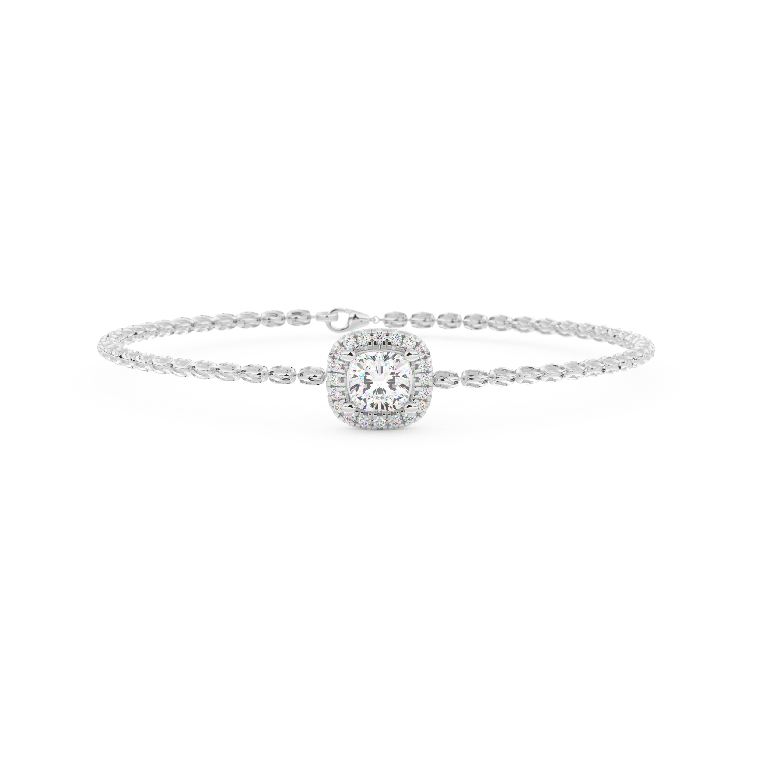 Cushion and Round Halo Moissanite Bracelet – Crafted in 14K/18K Gold with DEF VVS Sparkle 1