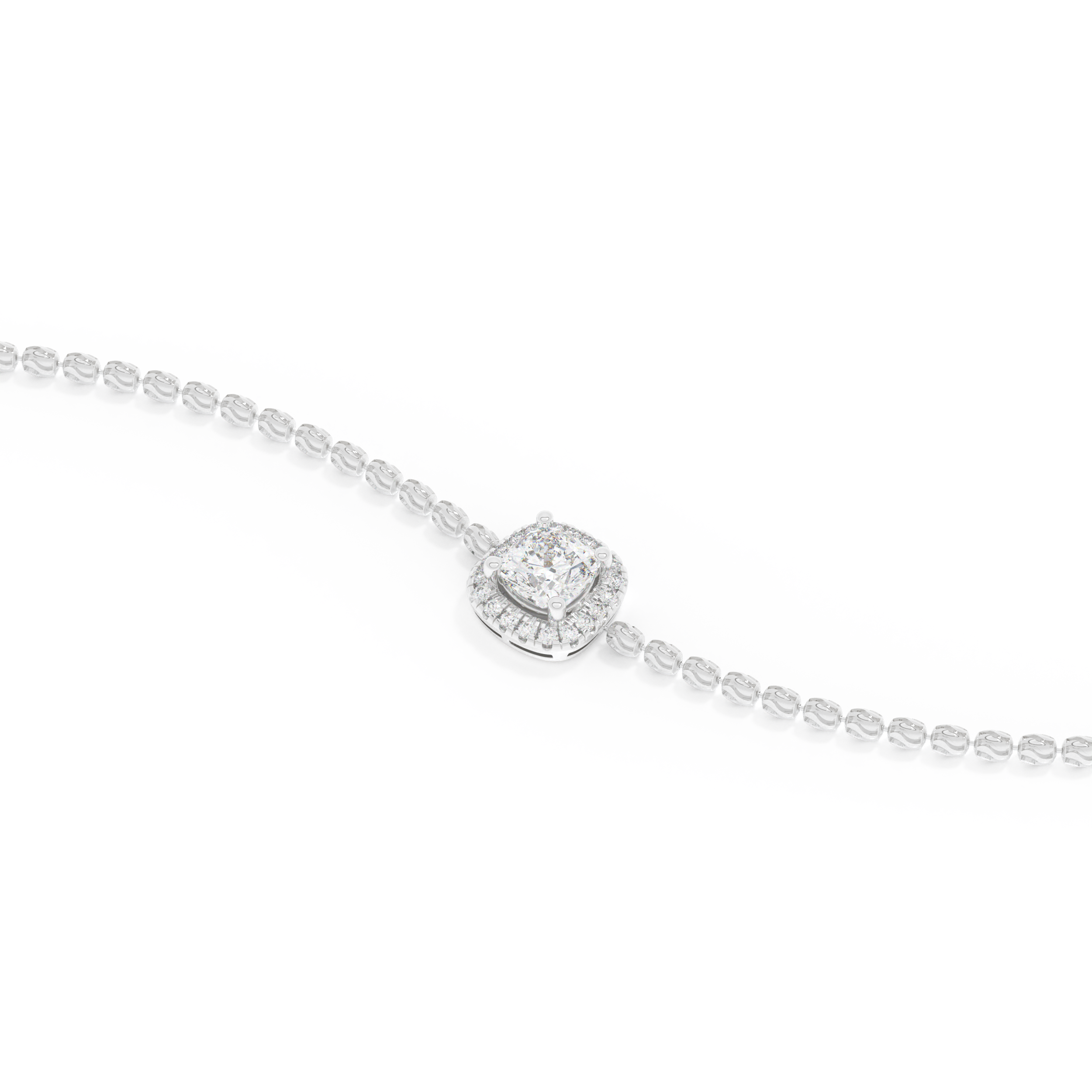 Cushion and Round Halo Moissanite Bracelet – Crafted in 14K/18K Gold with DEF VVS Sparkle 2