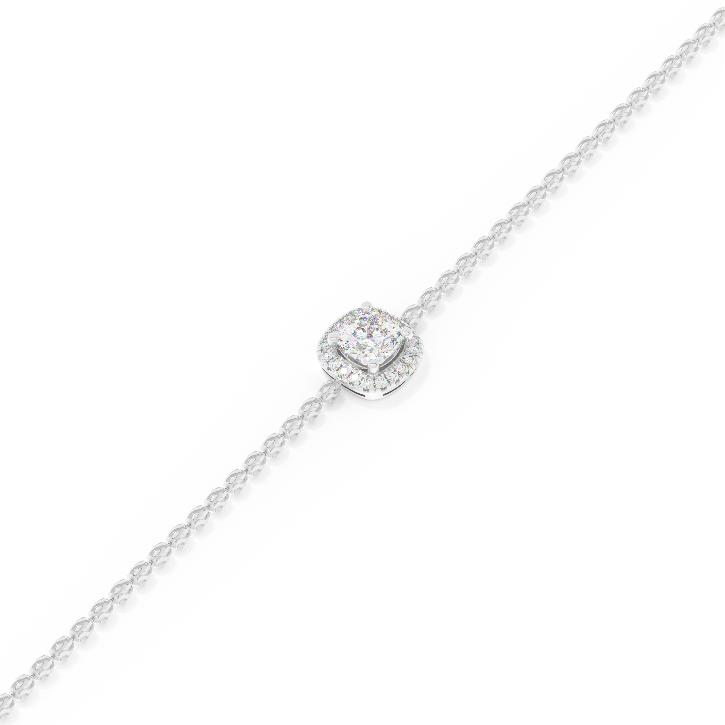 Cushion and Round Halo Moissanite Bracelet – Crafted in 14K/18K Gold with DEF VVS Sparkle 3