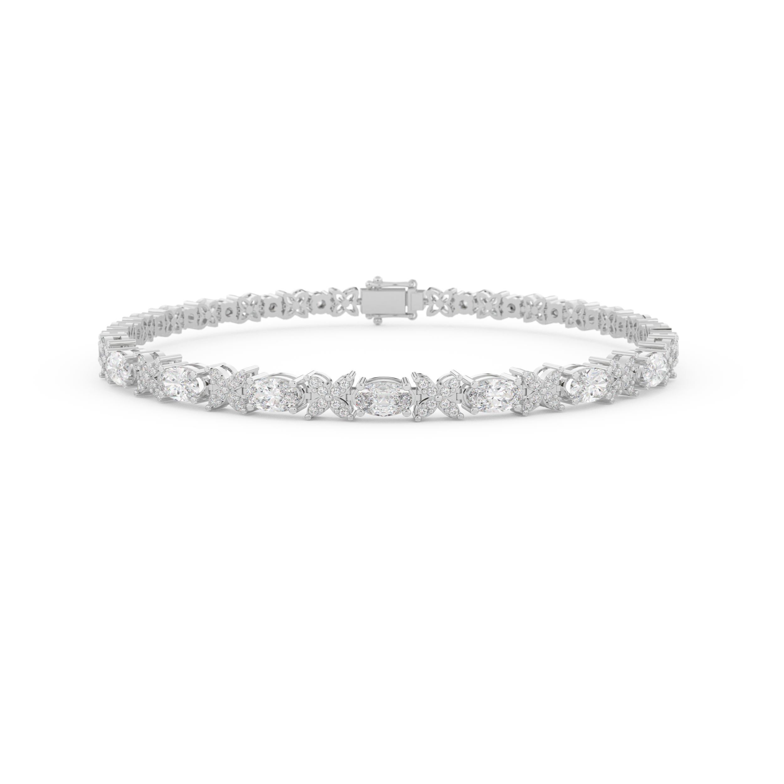 Oval and Round Halo Moissanite Bracelet – Crafted in 14K/18K Gold with DEF VVS Sparkle 1