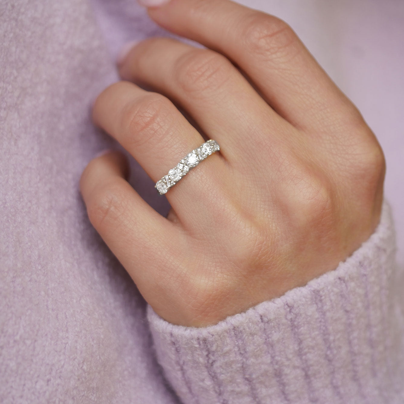 0.23 CT Round Half Eternity Lab Grown Diamond Wedding Band