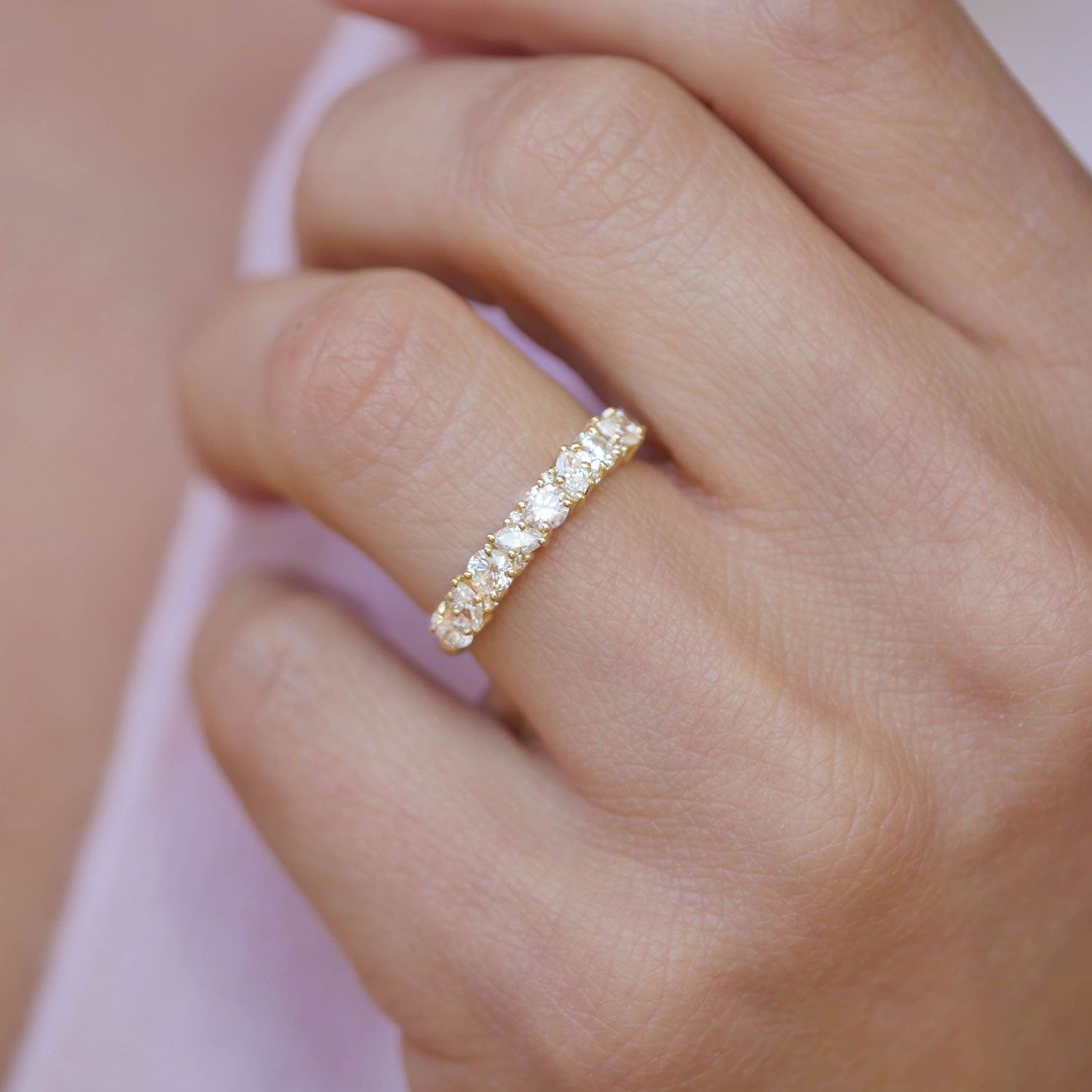 0.23 CT Round Half Eternity Lab Grown Diamond Wedding Band