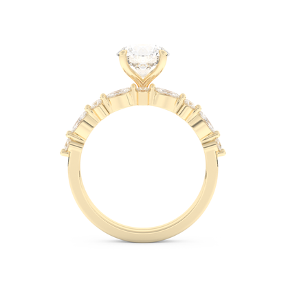 Round Cut Moissanite Bridal Set with Pave Settings– 1.29 CT Center, 0.48 TCW Accents