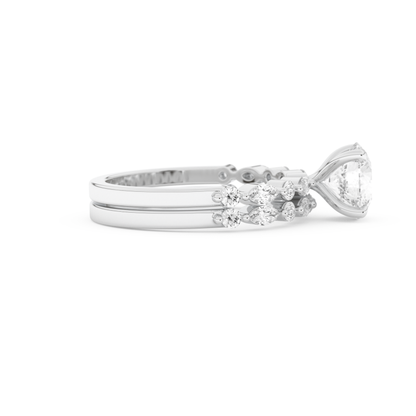Round Cut Moissanite Bridal Set with Pave Settings– 1.29 CT Center, 0.48 TCW Accents