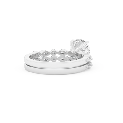 Round Cut Moissanite Bridal Set with Pave Settings– 1.29 CT Center, 0.48 TCW Accents