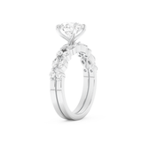 Round Cut Moissanite Bridal Set with Pave Settings– 1.29 CT Center, 0.48 TCW Accents