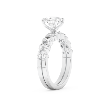 Round Cut Moissanite Bridal Set with Pave Settings– 1.29 CT Center, 0.48 TCW Accents