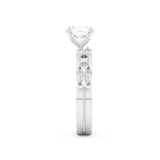 Round Cut Moissanite Bridal Set with Pave Settings– 1.29 CT Center, 0.48 TCW Accents