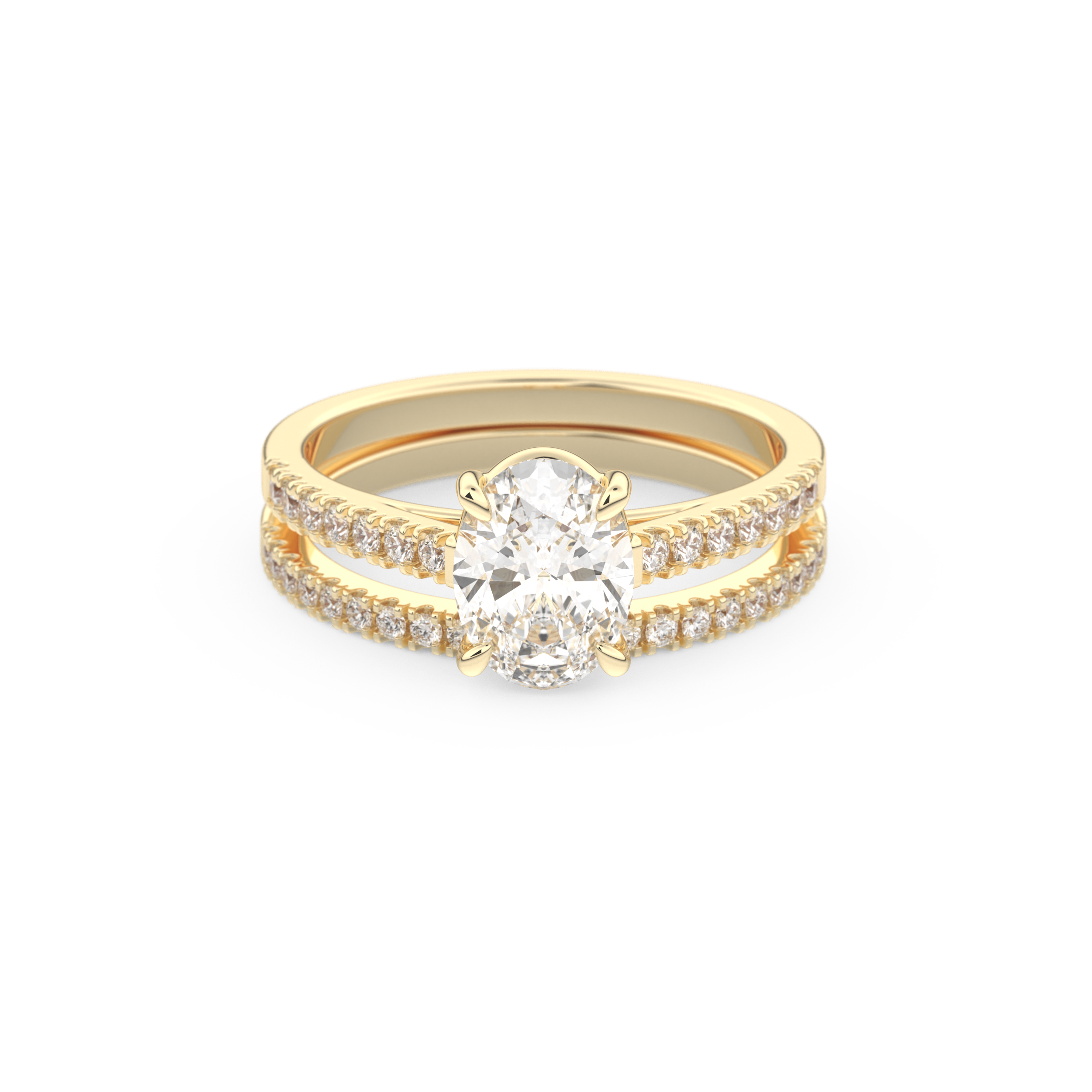 Oval Cut Moissanite Bridal Set with Pave Settings– 1.09 CT Center, 0.28 TCW Accents 7