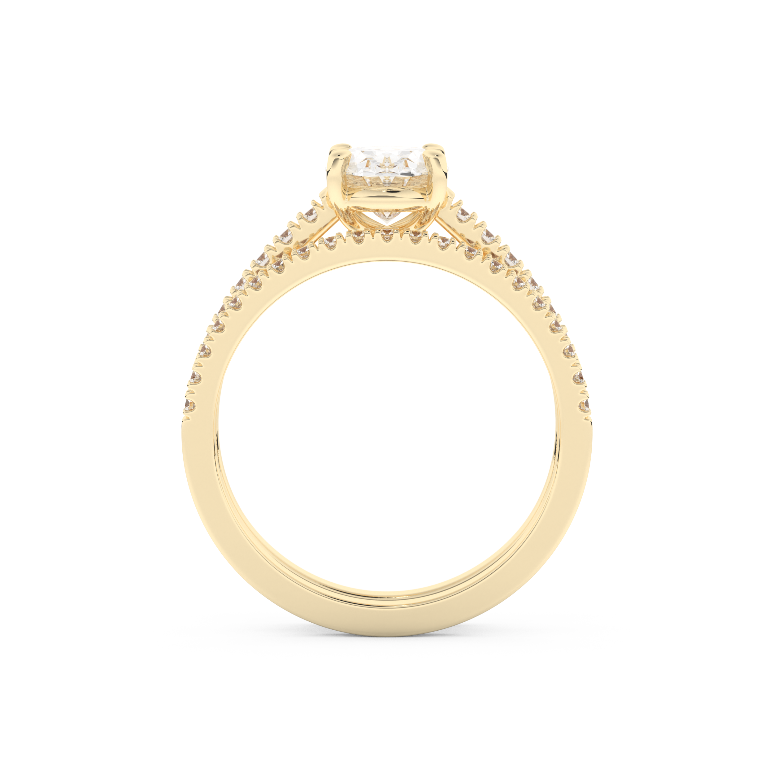 Oval Cut Moissanite Bridal Set with Pave Settings– 1.09 CT Center, 0.28 TCW Accents 11