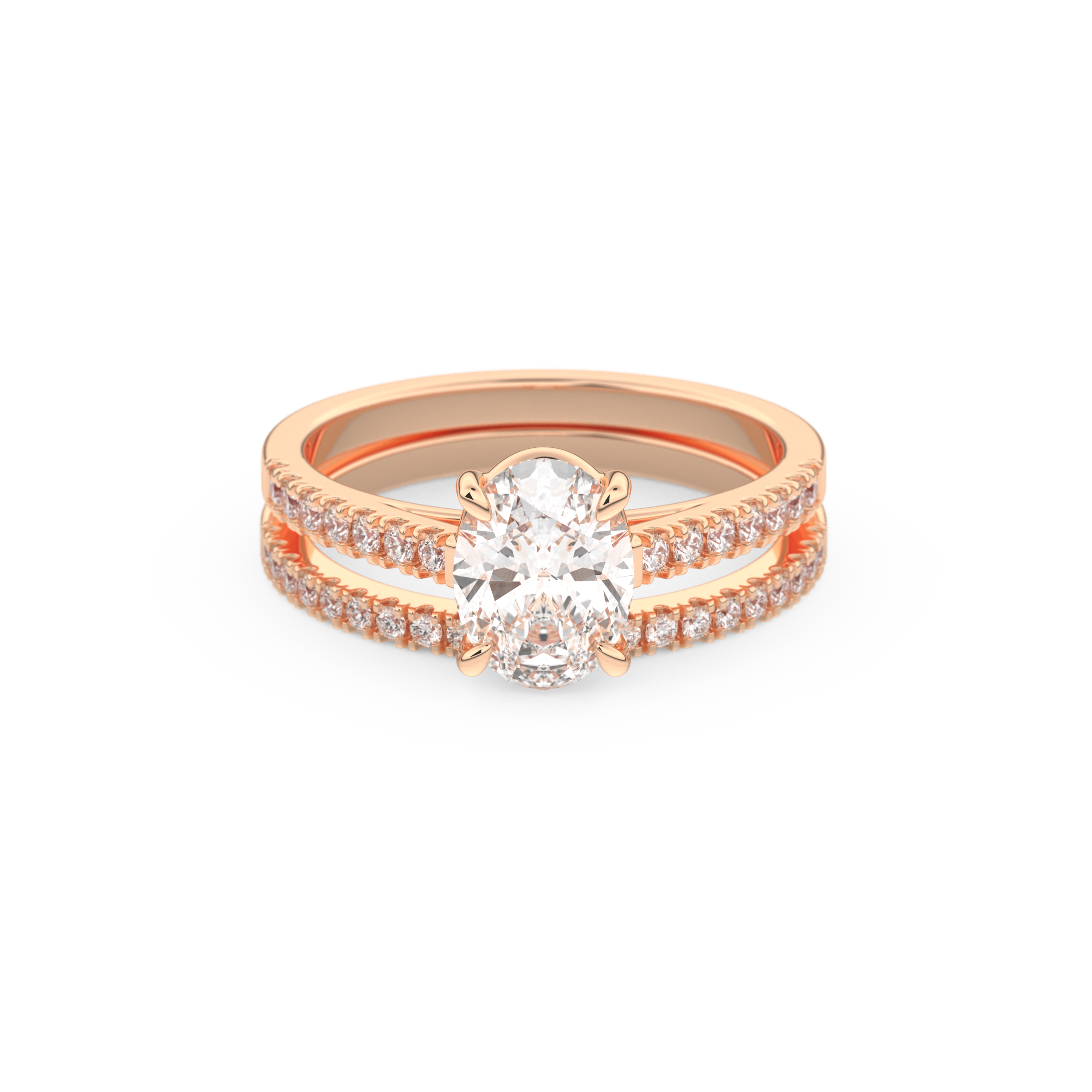 Oval Cut Moissanite Bridal Set with Pave Settings– 1.09 CT Center, 0.28 TCW Accents 13