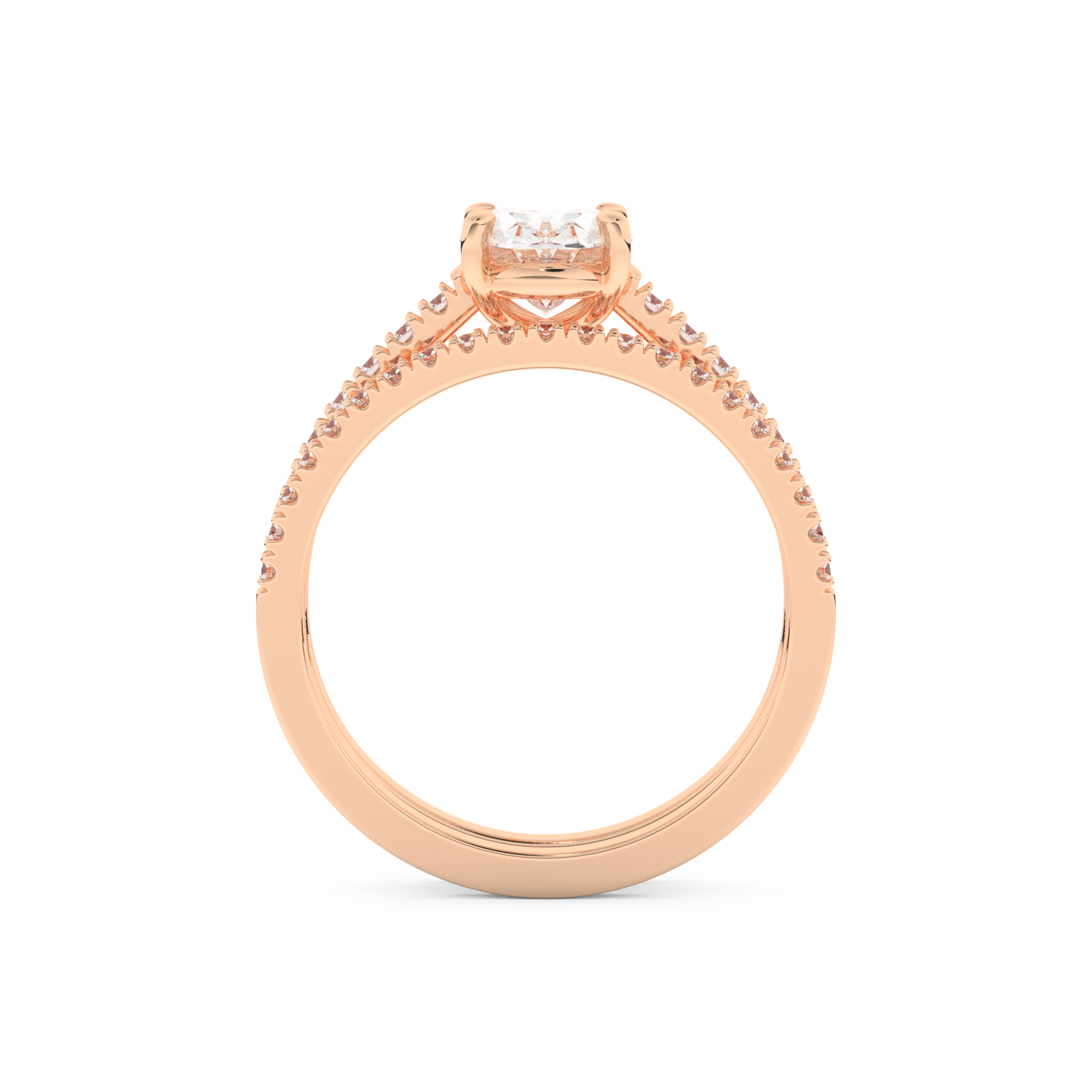 Oval Cut Moissanite Bridal Set with Pave Settings– 1.09 CT Center, 0.28 TCW Accents 17