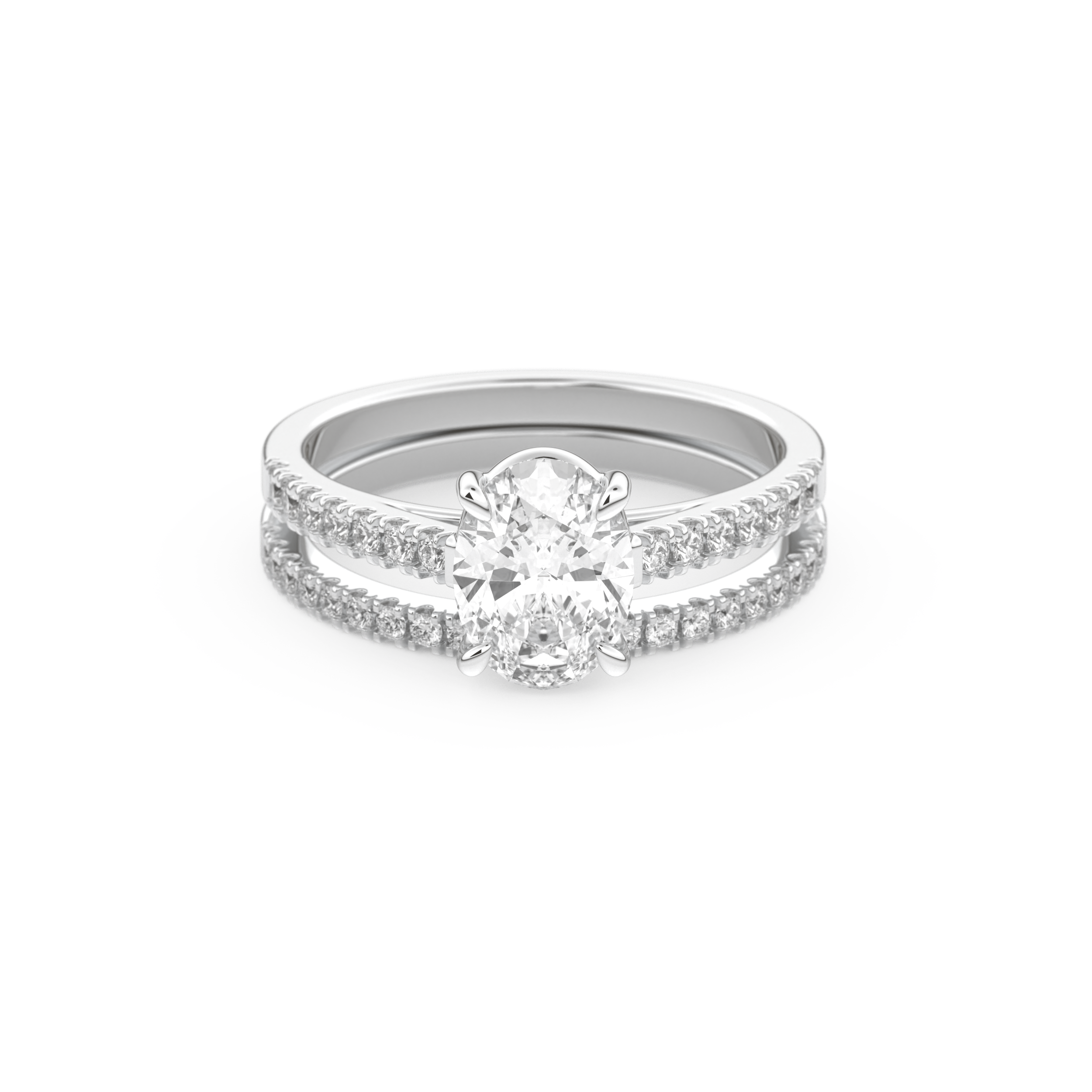 Oval Cut Moissanite Bridal Set with Pave Settings– 1.09 CT Center, 0.28 TCW Accents 1