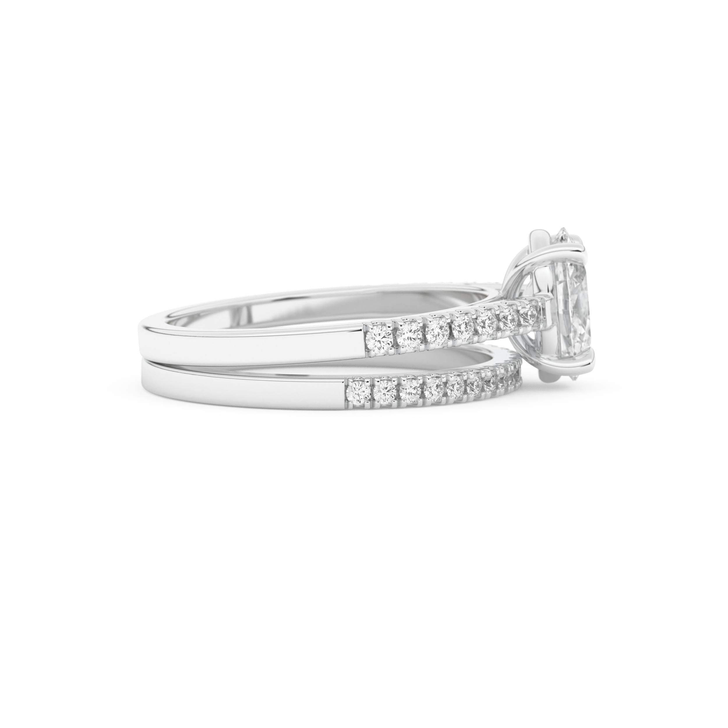 Oval Cut Moissanite Bridal Set with Pave Settings– 1.09 CT Center, 0.28 TCW Accents 2